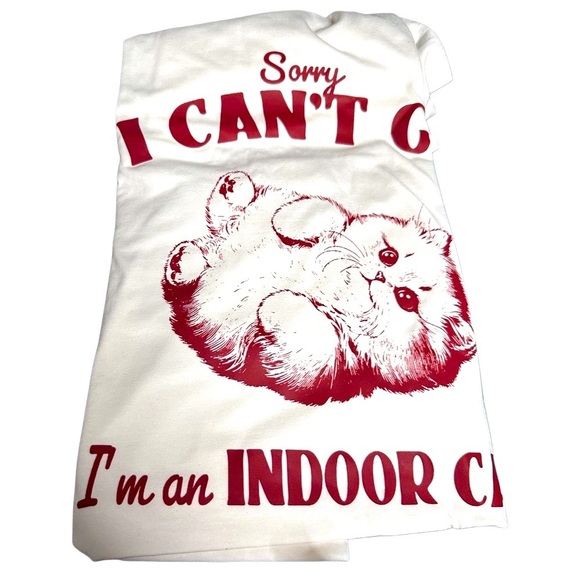 Indoor Cat Graphic T-Shirt - Cream and Red - Picture 2 of 4